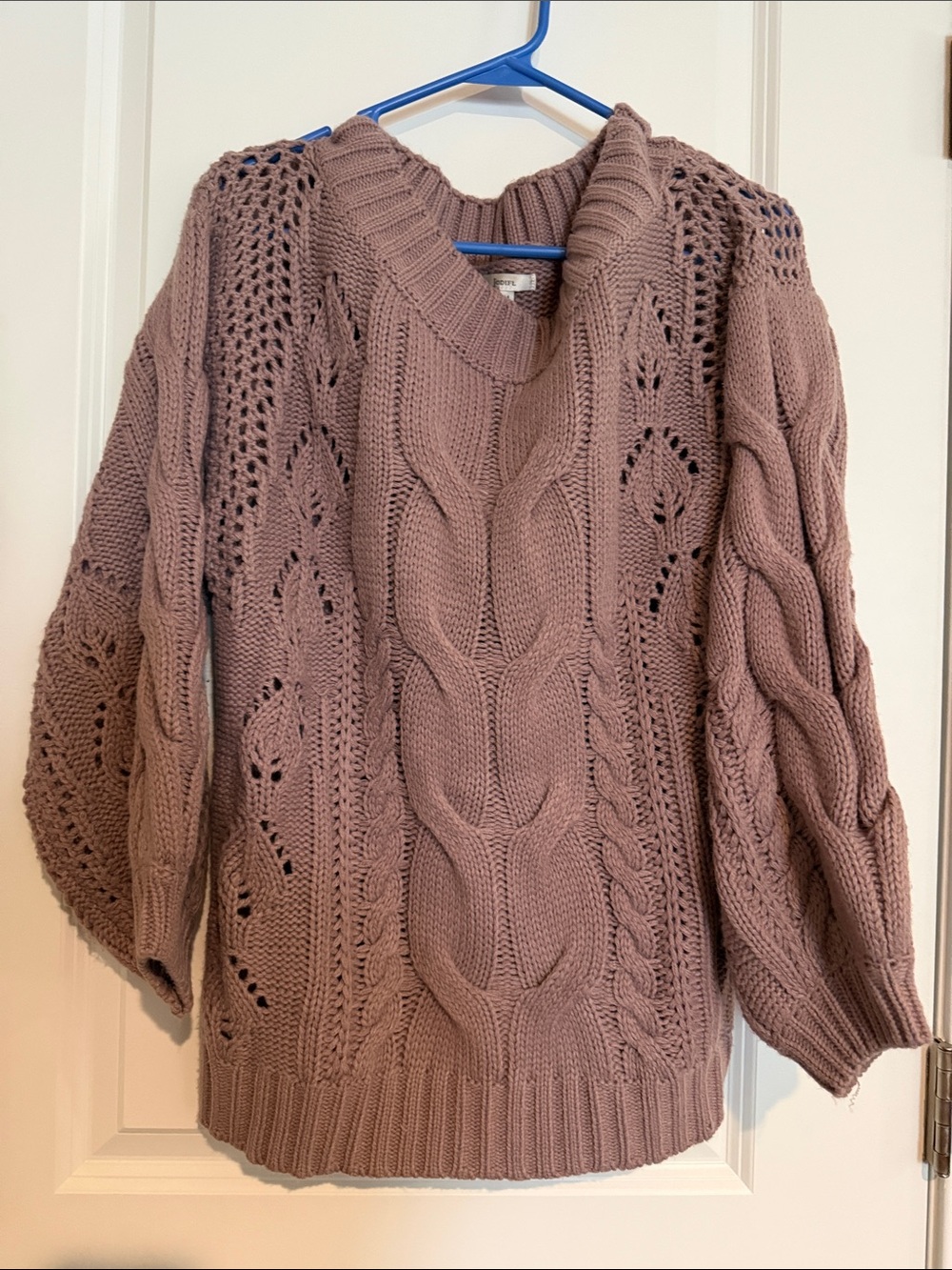 JODIFL Cable Knit Turtleneck Sweater - Mauve Taupe